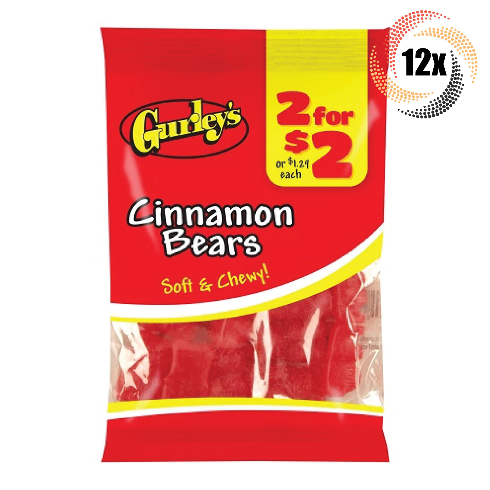 12 пакетиков мягких жевательных конфет Gurleys Cinnamon Bears 275 унции Быстрая доставка 5090₽