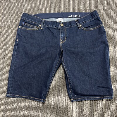 Gap Jean Maternity Jean Shorts Womens Blue Dark Wash Adjustable Comfort  Waist