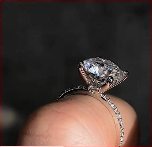 3.10 Ct Round Cut Lab-Created White Diamond Engagement Ring 925 Sterling Silver - Picture 2 of 3