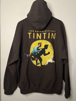 RARE Official 2009 Paramount Adventures Of Tintin Brown Promo Pullover Hoodie XL