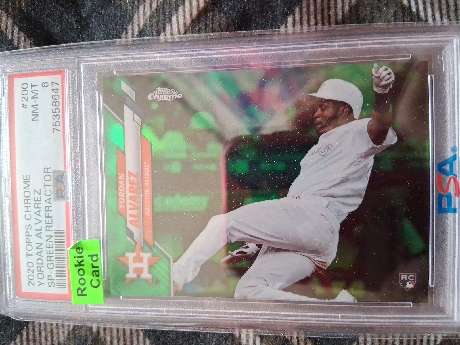 2020 Topps Chrome Yordan Alvarez GREEN /99 Refractor Rookie SP Variation Psa 8 