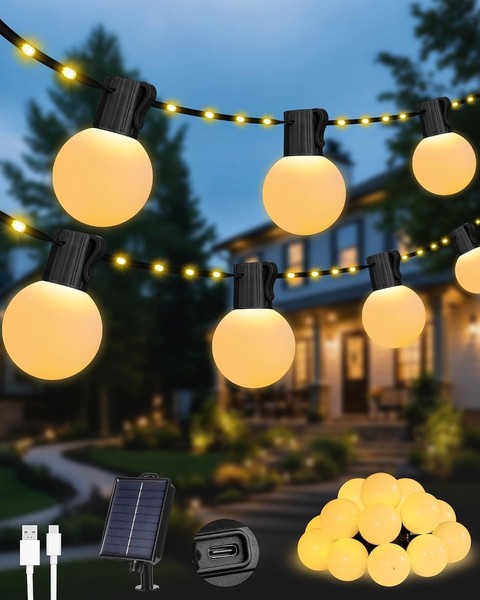 Solar Lichterkette 10M 100 Leds G40-GlüHbirnen 8 Leuchtmodi Wasserdicht Outdoor-image