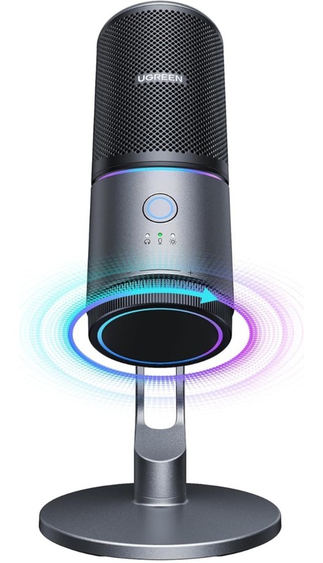 UGREEN USB Microphone 24bit/96KHz RGB Gaming Mic Cardioid Condenser PC Streaming