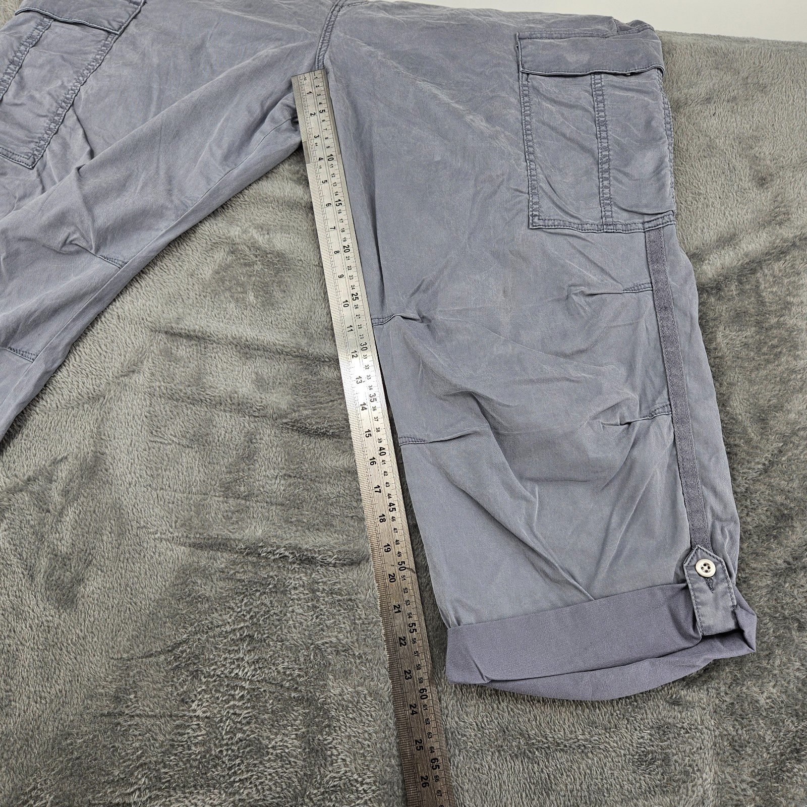 M&S Womens Cargo Cropped Trousers UK 22 Regular Graphite Grey Lyocell Stretch image 2