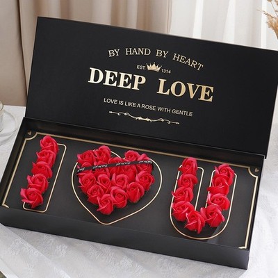 Soap Rose Extract  Love Flower Gift Box for Soft Hydrated Moisturized Skin 32 pc