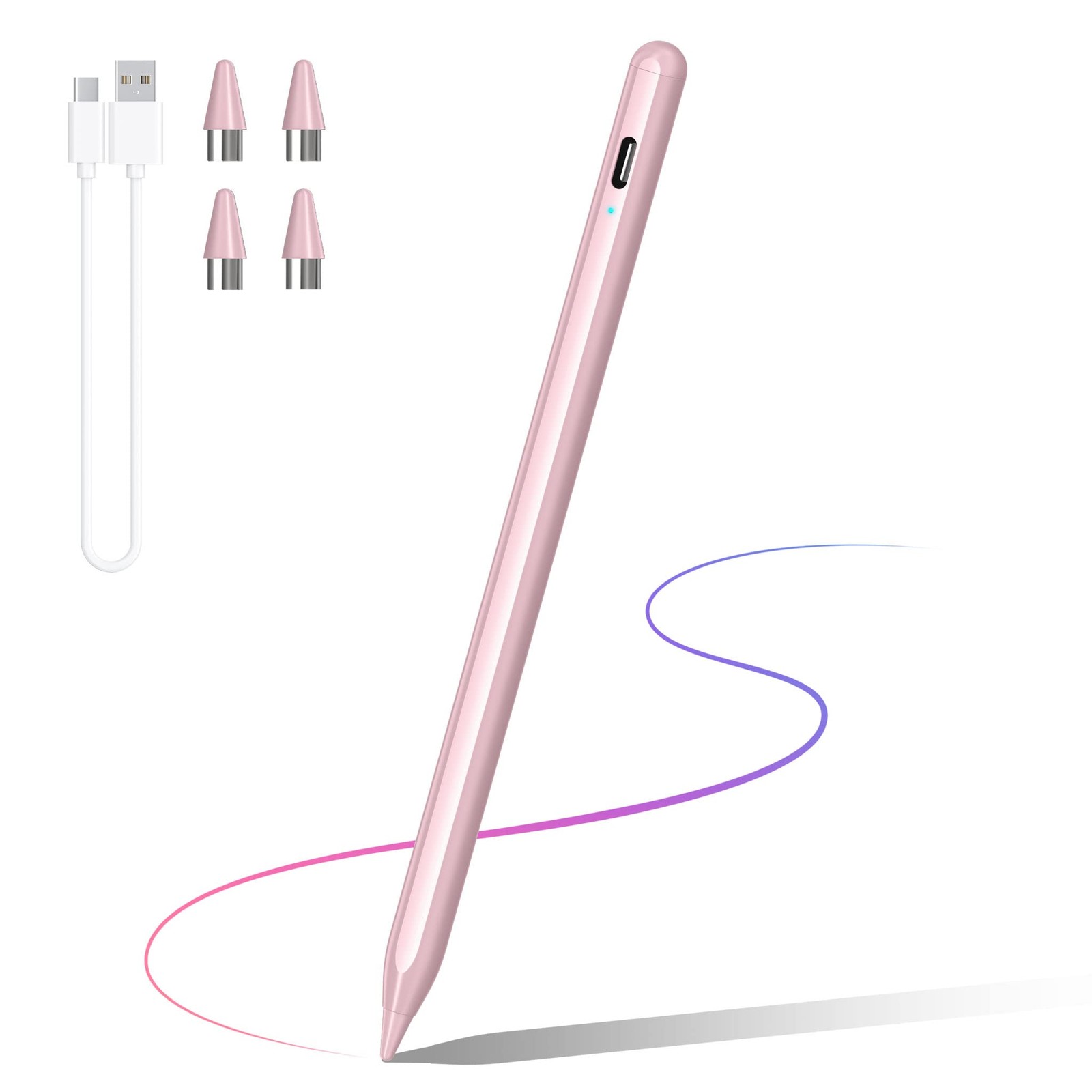 Active Stylus Pen for Touch Screens Rechargeable Universal Pencil Pink