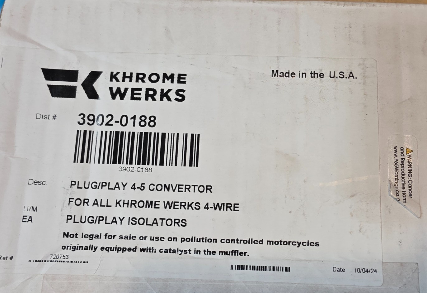 3902-0188 7207534 Wire to 5 Wire Plug and Play Converter KHROME WERKS TRAILER