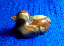 Figurka kaczki Stauette Rękodzieło Onyks Marmur Rzeźbiony Kamień szlachetny Vintage