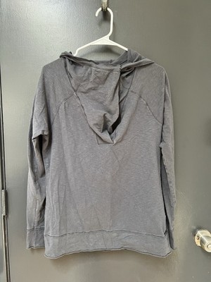 NAU stretch hoodie women's sz M gray button neck pullover