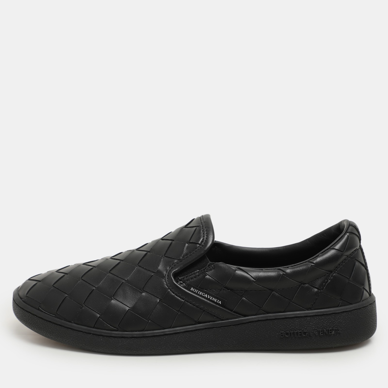 Bottega Veneta Black Intrecciato Leather Sawyer Slip On Sneakers Size 40 EU