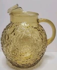 Vintage Anchor Hocking Lido Milano Amber Tea Lemonade Bubble Crinkle Pitcher