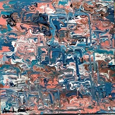 abstract Drip #1 contemporary original oil 12x12in canvas Amanda Norman