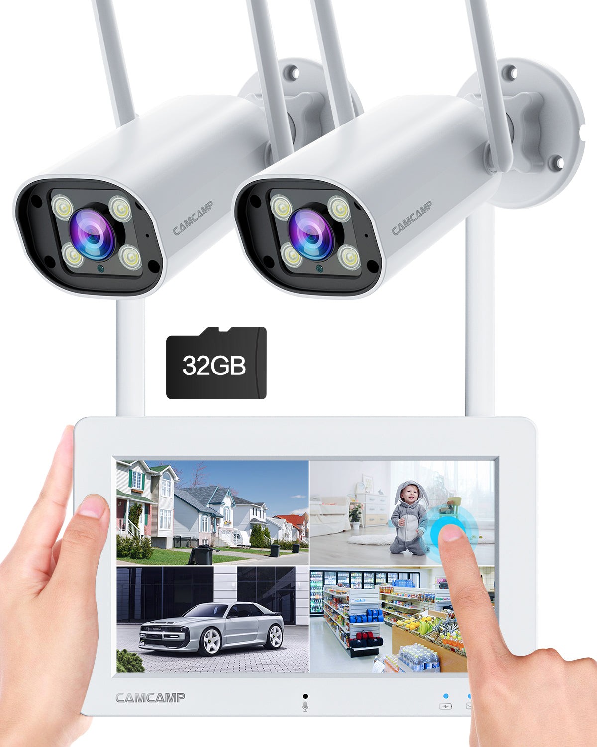 Wifi Cctv 7" Touchscreen Monitor 4ch Nvr