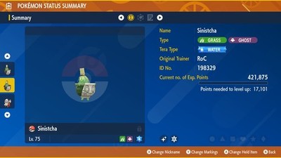 Pokemon Scarlet & Violet 6IV Shiny Masterpiece Form Sinistcha Max EVs