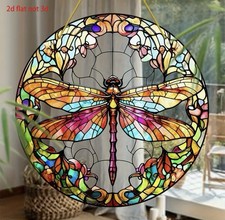 Dragonfly Suncatcher - Stained Glass Effect Hanging Window Decoration Gift (A2)