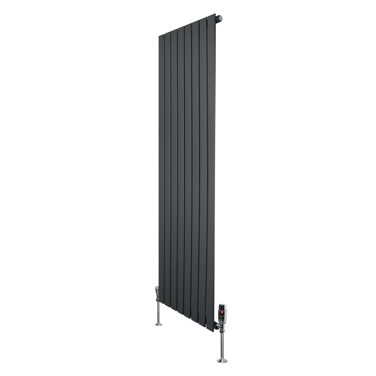 Flat Single Column Radiator 1600mm x 560mm & TRV Chrome Valves