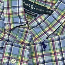 Polo Ralph Lauren Poplin Shirt Mens XL Tartan Plaid Classic Fit Long Sleeve