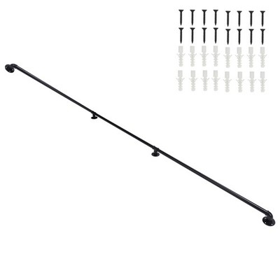 12FT three-section iron courtyard stair handrail  black 