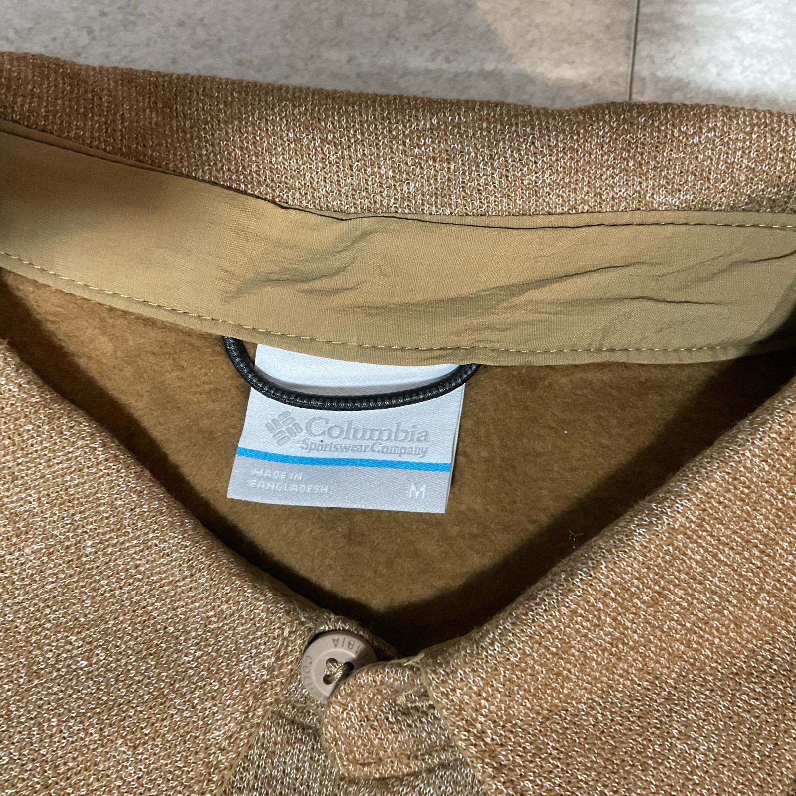 Columbia Knit Fleece Button Shirt Jacket Long Sleeve Medium Tan NWOT Cozy Warm thumbnail 3