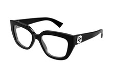 New GUCCI Eyeglasses GG1847O 001 53-18 140 Black Cat Eye Frames w/ Silver Logos