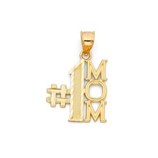 NEW 14K YELLOW GOLD 1 MOM PENDANT