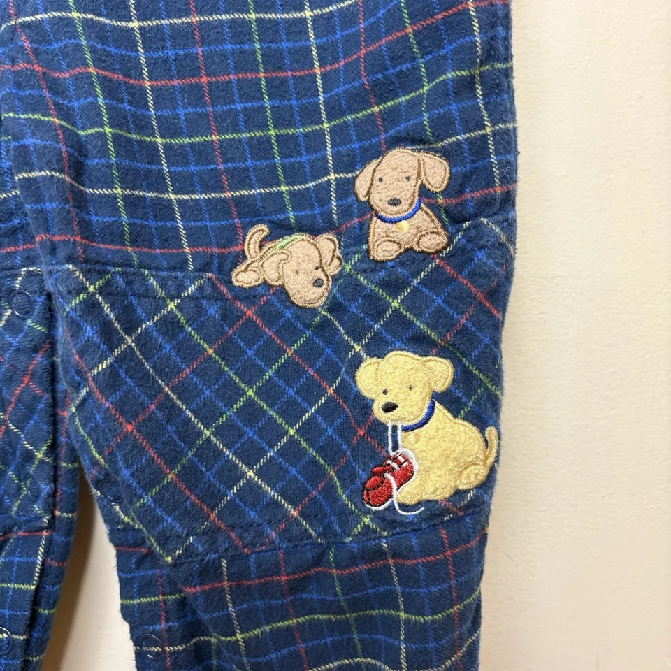 Mono bordado vintage Le Top 24 meses azul a cuadros cachorro perro aplique Foto 2 de 4