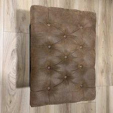 Trubeck Tufted Metal Base Ottoman Faux Leather Brown - Project 62