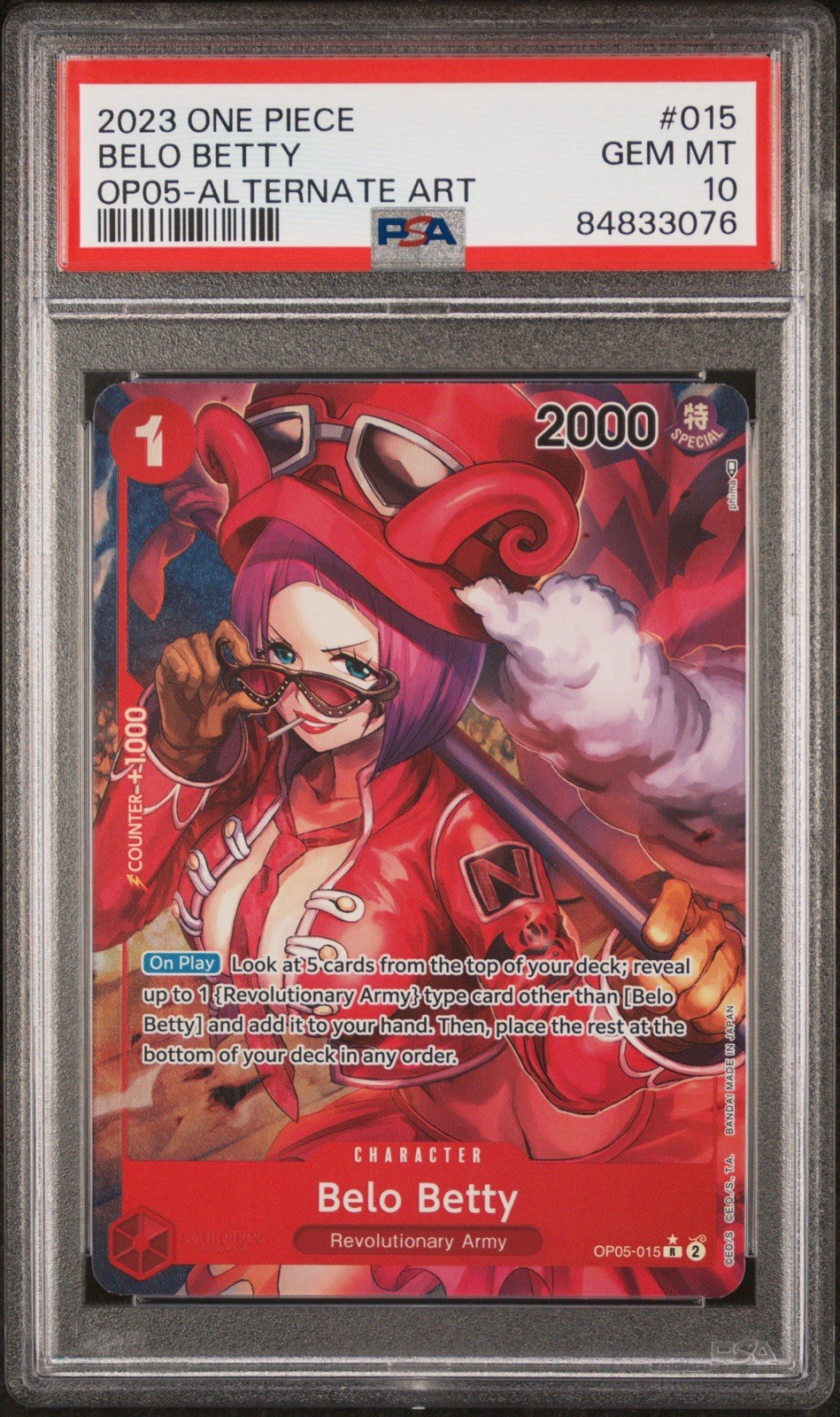 PSA 10 Belo Betty Alternate ART OP05-015 EN One Piece CCG