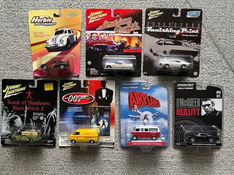 johnny Lightning/Greenlight Movie cars- lot of 7