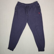 US Polo Assn Mens Medium Navy Blue Jogger Sweatpants Zipper Pocket Cuffed Hem