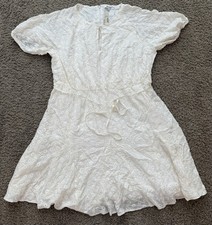 NWT Madewell Women's Eyelet Tassel-Tie Mini Dress Lighthouse White AL321 Size 10