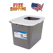 Sustainable Gray Cat Litter Box with High Walls  Built-in Handles - 15x15x20