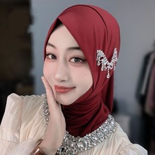 Arab Women Long Scarf Head Wraps Turban Muslim Hijab Luxury Crystal Tassel Shawl