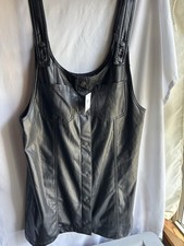 American Eagle Faux Leather Mini Dress Women's Large Strap Shoulders Black