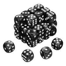 36Pcs 6 Sided Colored Standard Dice, Acrylic D6 Pearl Pattern Dice, Black