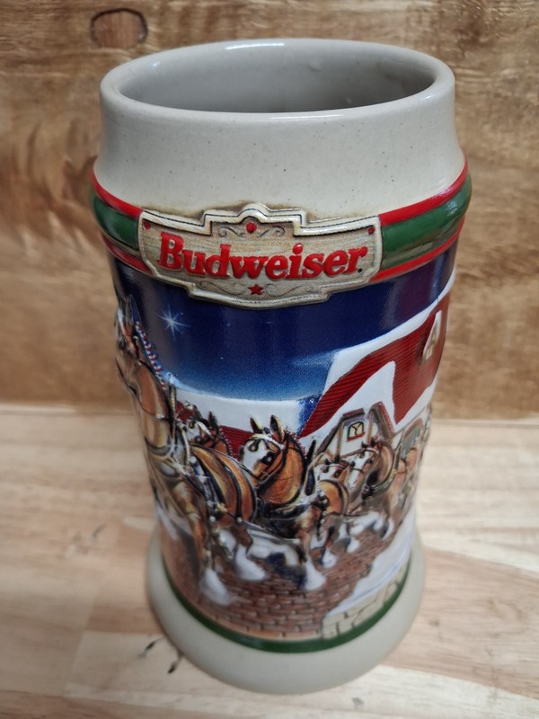 Vintage Budweiser Clydesdales Holiday Stein "Grant's Farm Holiday" 1998