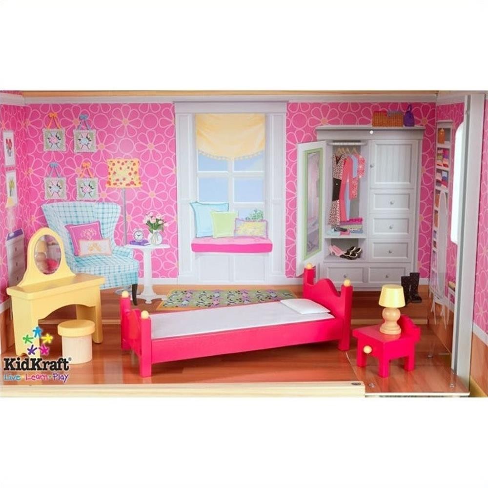 KidKraft 34 Piece Majestic Mansion Dollhouse in Pink and Natural