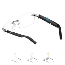 Smart Glasses Rimless Smartglasses with Bluetooth Speaker,Remote Control Phot...