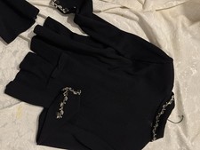 Black  St John Evening Jacket W Gold Trim 10 Logo Buttons 14