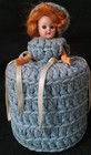 VINTAGE -  CROCHETED DOLL - TOILET TISSUE HOLDER - BLUE — photo 1