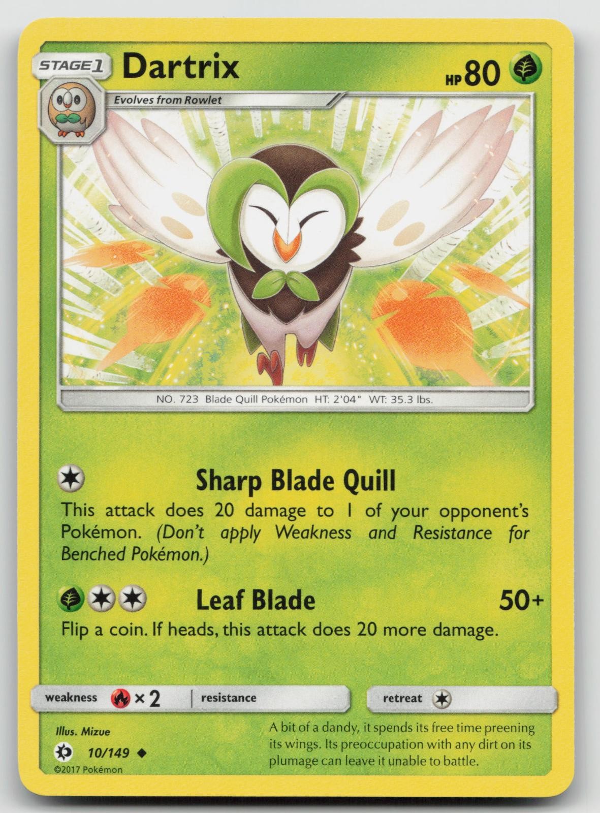 Dartrix 10/149 Uncommon SM Base Set Pokemon Near Mint
