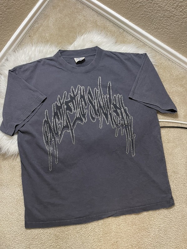 PacSun Mens XL Gray Rhinestone Graphic T Shirt Gothic Tribal Y2K Streetwear