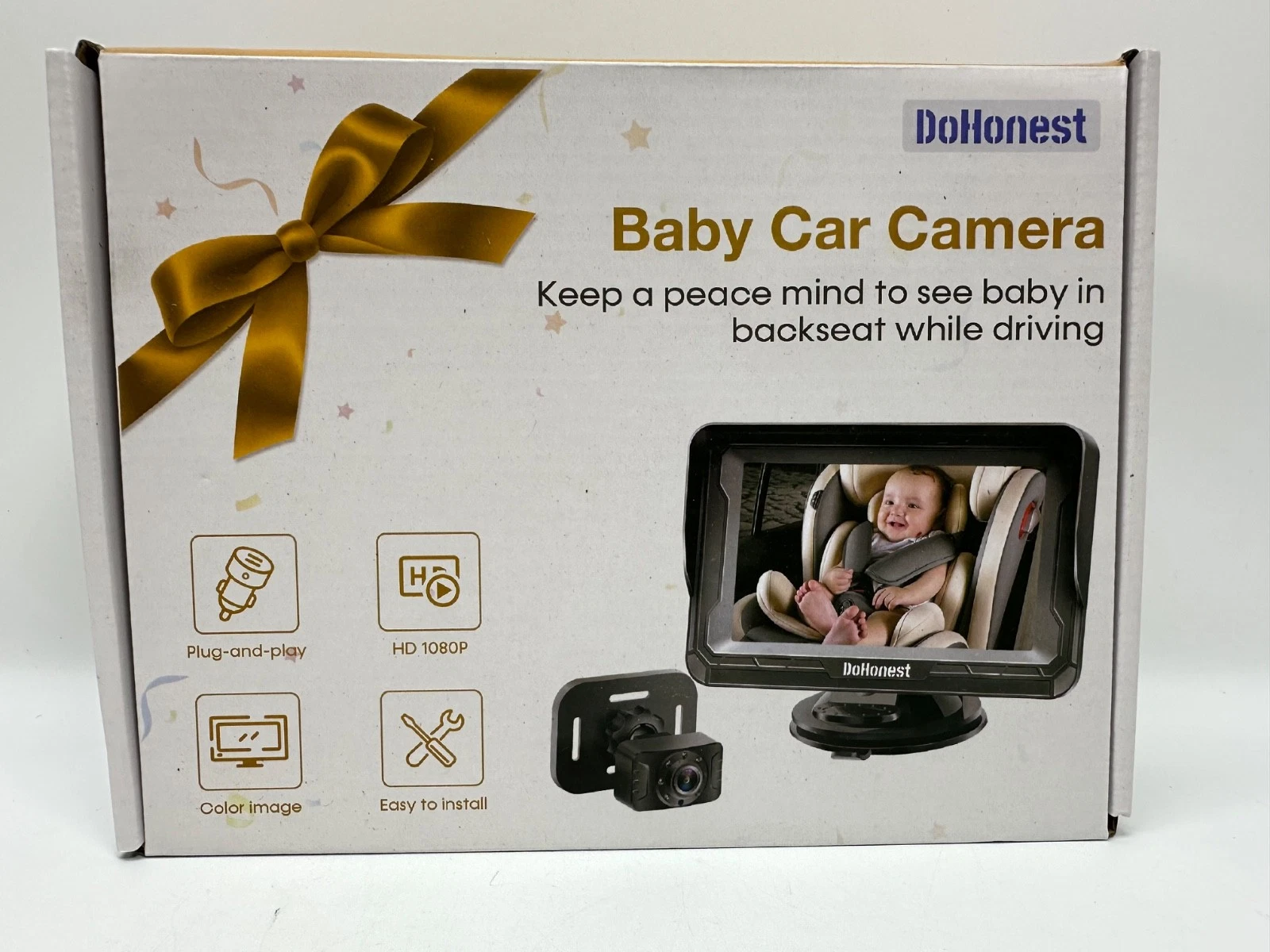 DoHonest Baby Car Camera HD 1080P - Rear-Facing Car Baby Monitor with Night Visi