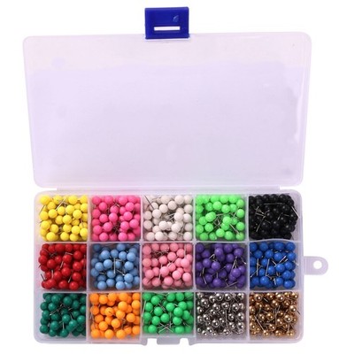 1/4 Inch Colorful Small Decorative Map Tacks DIY Craft Round Plastic Head Pus...