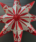 Radko Resplendence Star Christmas Tree Topper RED w/Glitter 2005 14" NEW w/tags — photo 4