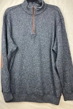 Cremieux Quarter Zip Knit Pullover Sweater Mens Size L Gray Soft Elbow Pads NWOT