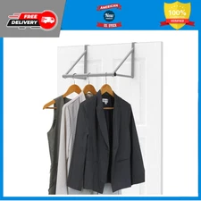 Simple Houseware Over the Door Clothes Hanging Rod, Silver