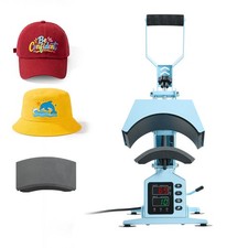 Uimoso Hat Heat Press Machine with Dual Swappable Platens for Caps Light Blue