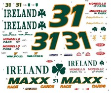  #31 Bobby Hillin jr Team Ireland 1/32nd Scale Slot Car Decals