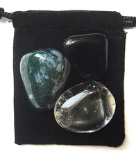 CAPRICORN ZODIAC / ASTROLOGICAL Tumbled Crystal Healing Set =3 Stones+Pouch+Card